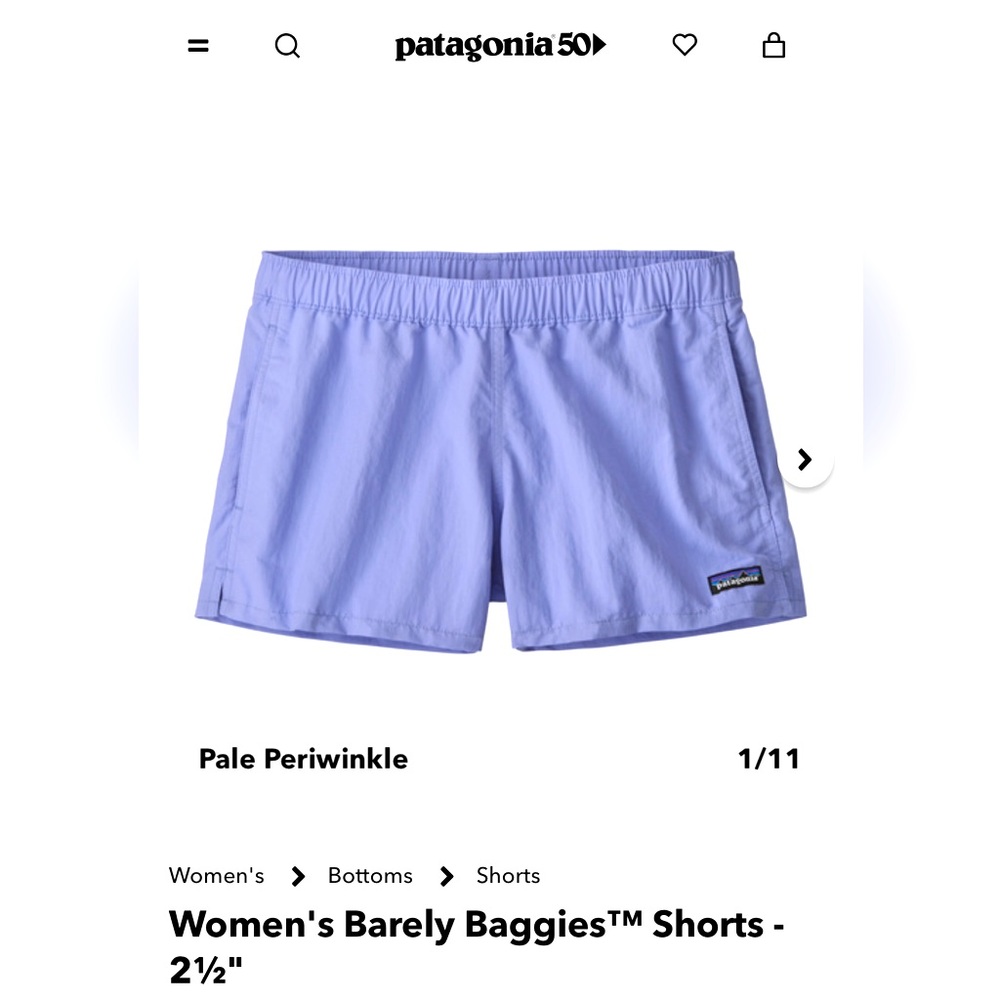 Pale Periwinkle Patagonia 2.5” Baggies Shorts
